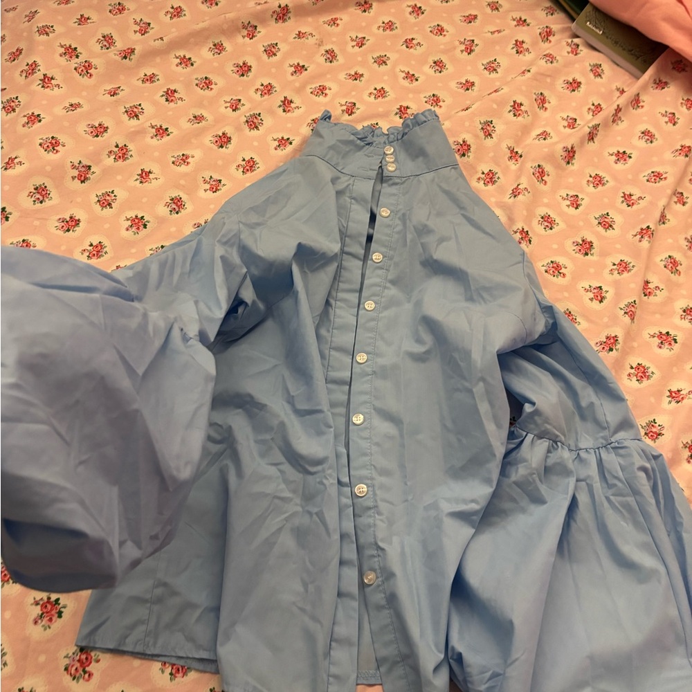 Light Blue Button-Up Blouse